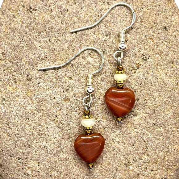 Artisan Jewelry - Heart Earrings Handmade Sterling Silver Ear Wires